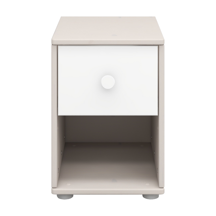 Flexa. Συρταριέρα με ένα συρτάρι Classic, πόμολο λευκό - Γκρι ντεκαπέ/ λευκό/ λευκό
