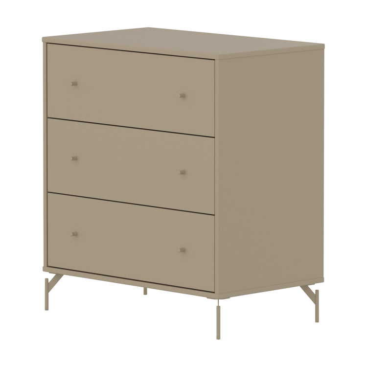 FLEXA. Συρταριέρα Saga με 3 συρτάρια. Μπεζ/ μπεζ πόμολα/ μπεζ πόδια.