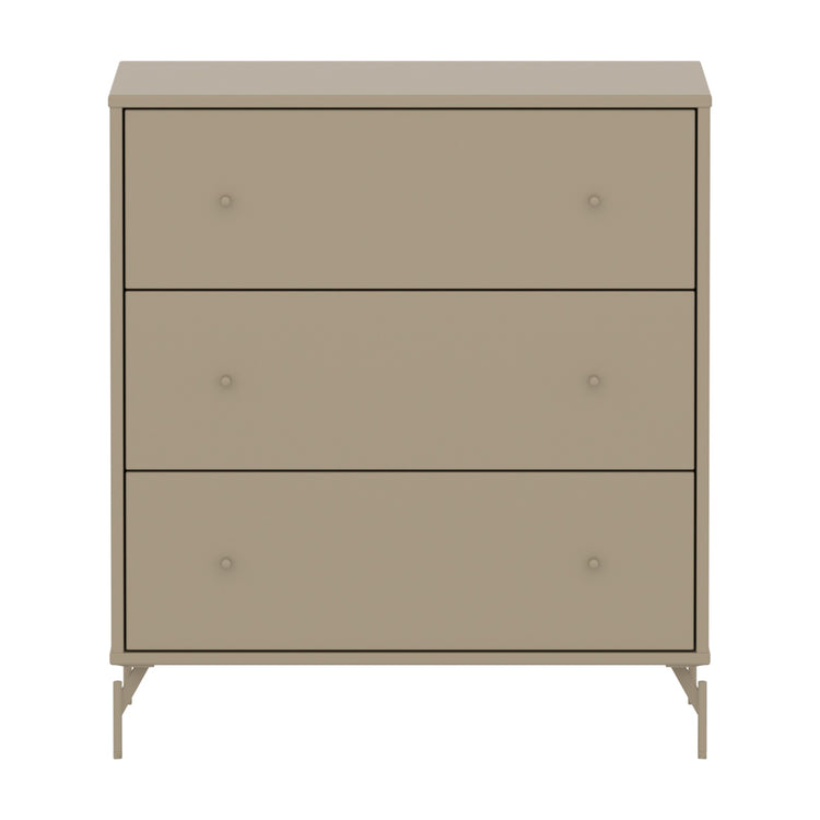 FLEXA. Συρταριέρα Saga με 3 συρτάρια. Μπεζ/ μπεζ πόμολα/ μπεζ πόδια.