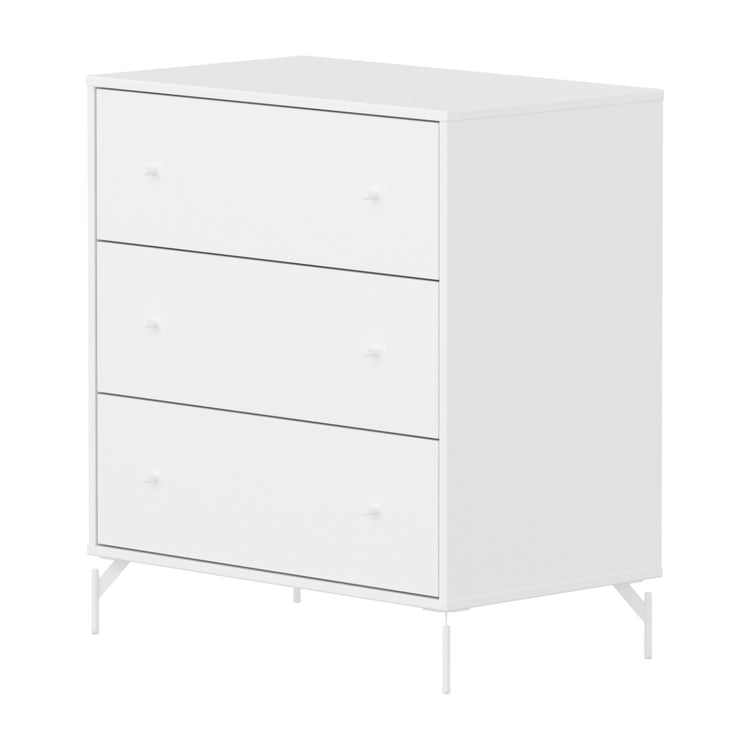 FLEXA. Συρταριέρα Saga με 3 συρτάρια. Λευκό/ λευκά πόμολα/ λευκά πόδια.