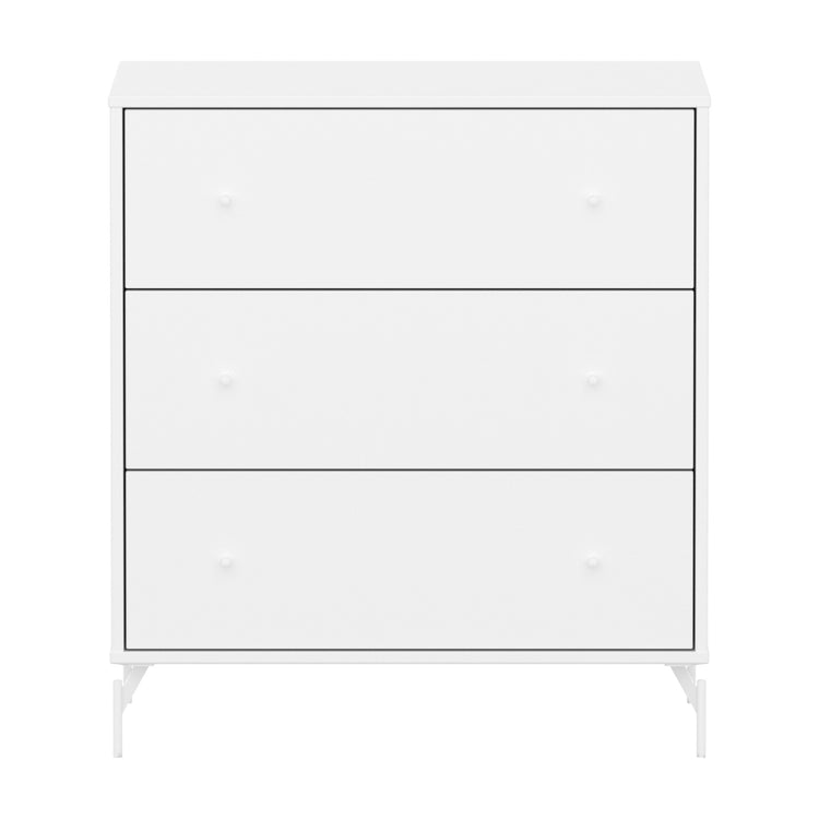 FLEXA. Συρταριέρα Saga με 3 συρτάρια. Λευκό/ λευκά πόμολα/ λευκά πόδια.