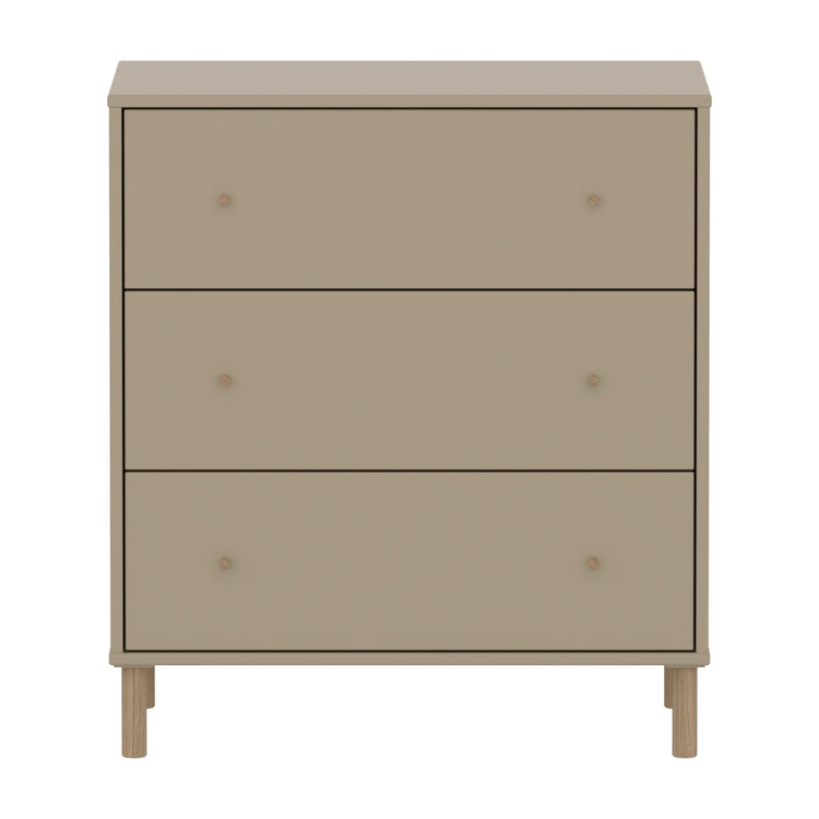 FLEXA. Συρταριέρα Saga με 3 συρτάρια. Μπεζ/ δρυς πόμολα/ δρυς πόδια.