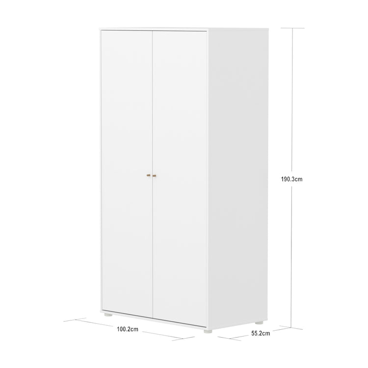 FLEXA. Ντουλάπα Saga. Λευκό/ δρυς πόμολα/ δρυς πόδια