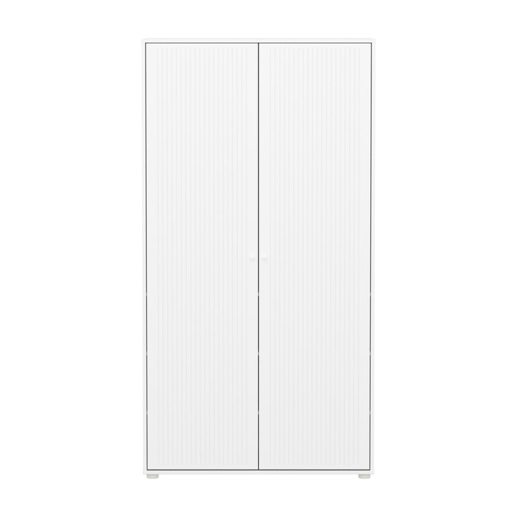 FLEXA. Ντουλάπα Saga με όψεις Grooves. Λευκό/ λευκά πόμολα