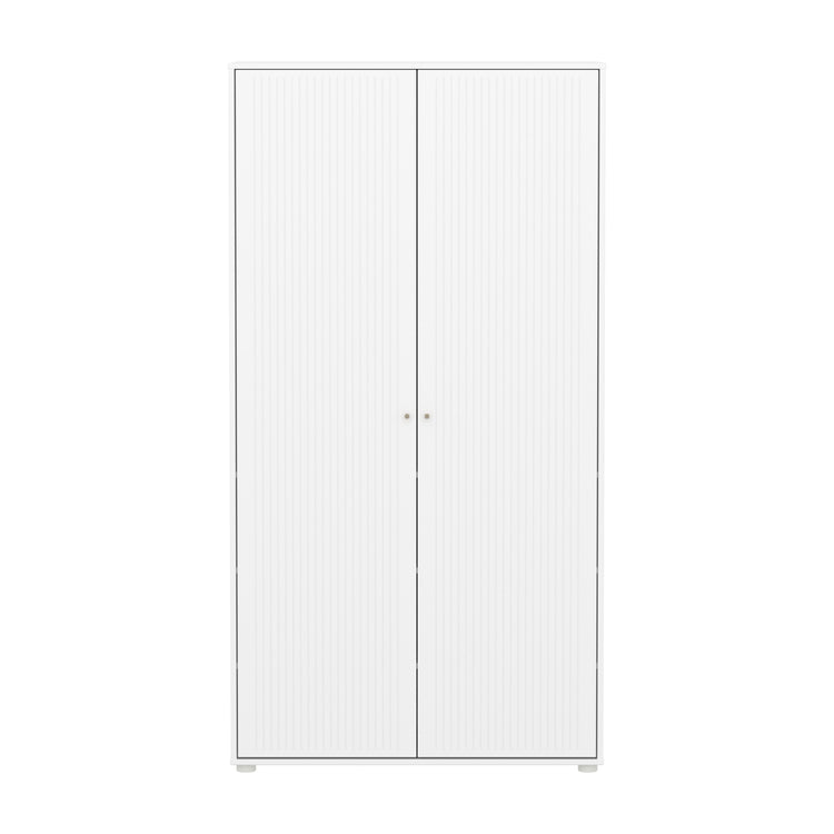 FLEXA. Ντουλάπα Saga με όψεις Grooves. Λευκό/ μπεζ πόμολα