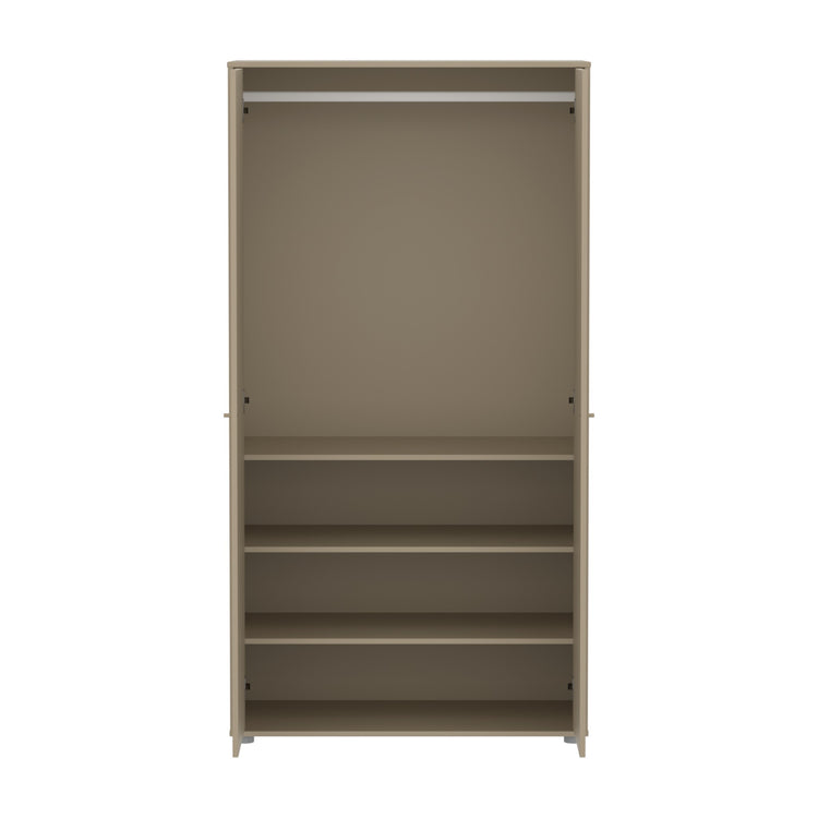 FLEXA. Ντουλάπα Saga με όψεις Grooves. Μπεζ/ δρύινα πόμολα