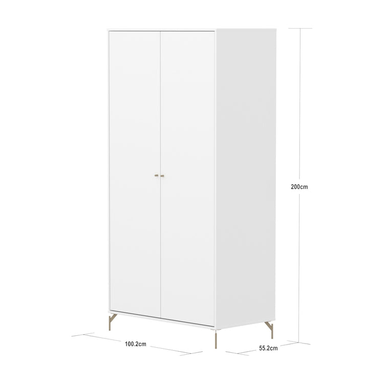 FLEXA. Ντουλάπα Saga. Λευκό/ μπεζ πόμολα/ μπεζ πόδια