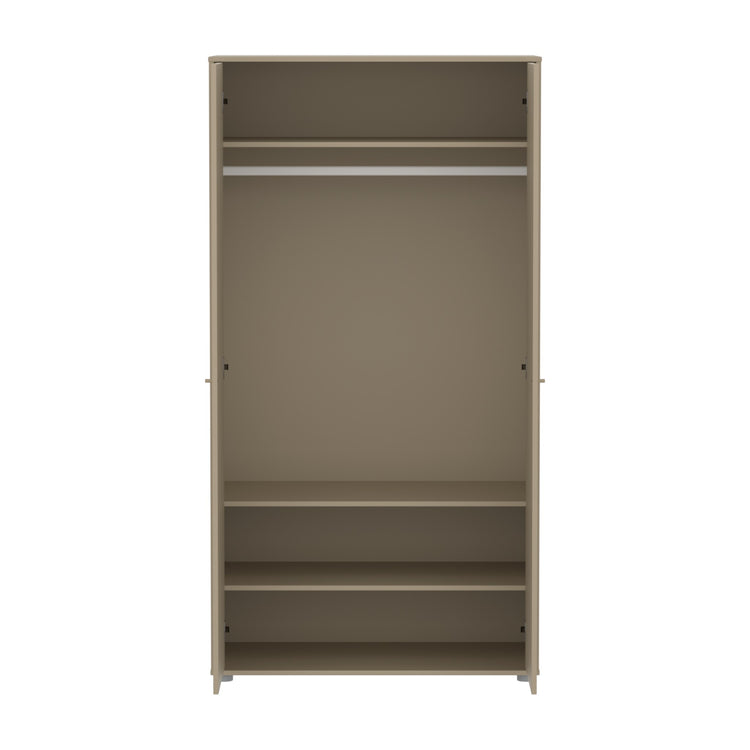 FLEXA. Ντουλάπα Saga με όψεις Grooves. Μπεζ/ μπεζ πόμολα/ μπεζ πόδια