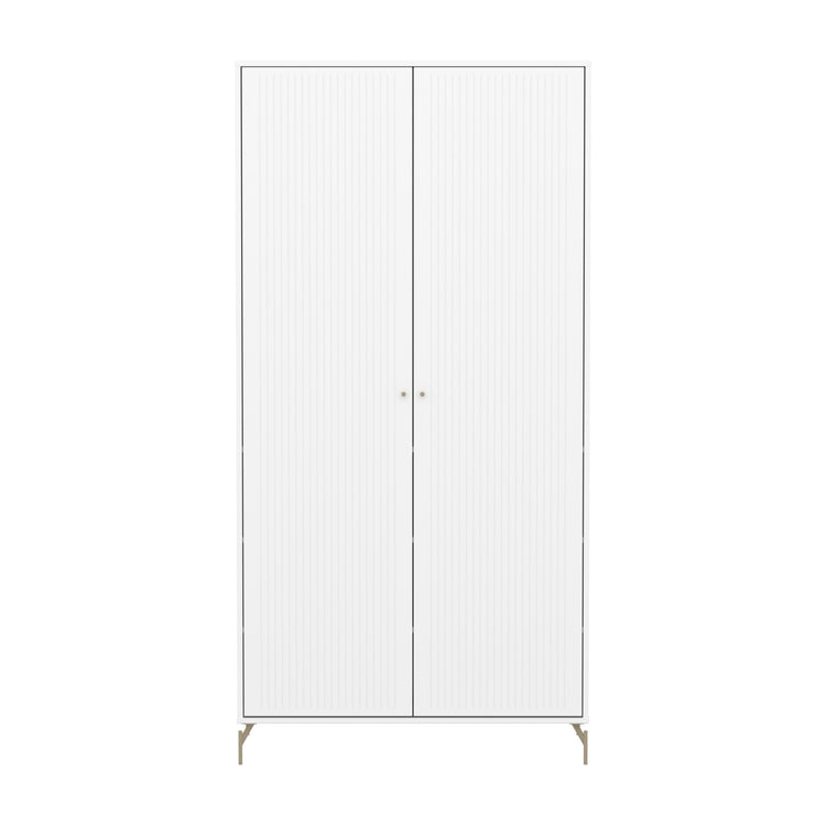 FLEXA. Ντουλάπα Saga με όψεις Grooves. Λευκό/ μπεζ πόμολα/ μπεζ πόδια