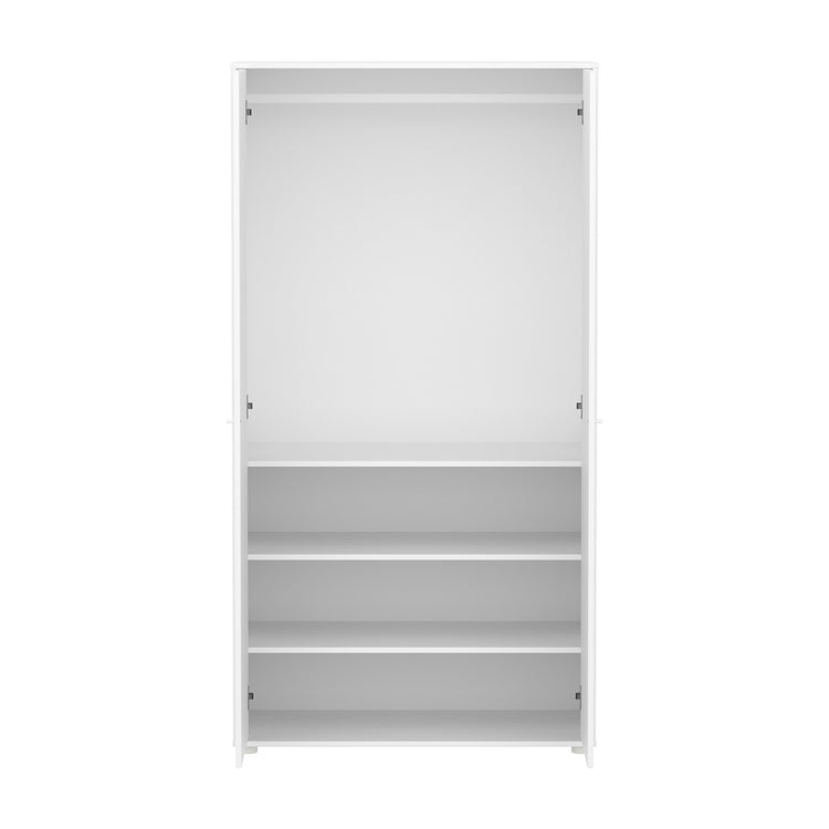 FLEXA. Ντουλάπα Saga με όψεις Grooves. Λευκό/ μπεζ πόμολα/ μπεζ πόδια