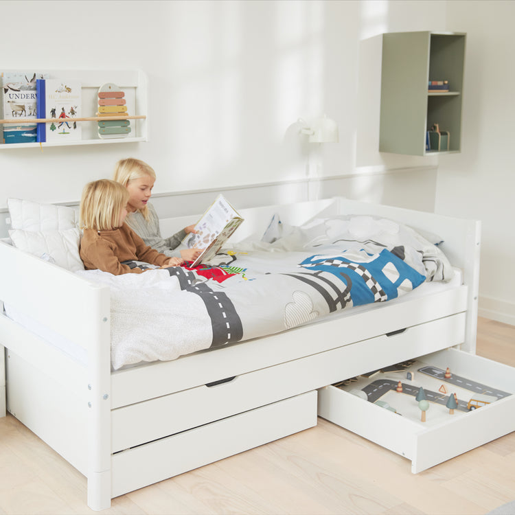 Flexa. Κρεβάτι White με κρεβάτι φιλοξενίας και συρτάρια - 210εκ - Λευκό