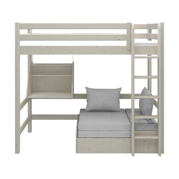 Flexa. Κρεβάτι Casa Classic με γραφείο, πολυθρόνα και κάθετη σκάλα - 210εκ - Λευκό ντεκαπέ