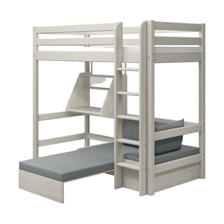 Flexa. Κρεβάτι Casa Classic με γραφείο, πολυθρόνα και κάθετη σκάλα - 210εκ - Λευκό ντεκαπέ