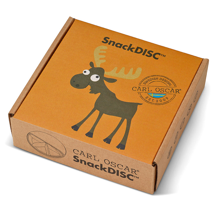 CARL OSCAR. Φαγητοδοχείο στρογγυλό με θήκες O15εκ. SnackDISC™ Τάρανδος - Πορτοκαλί