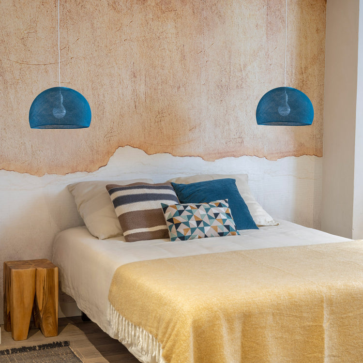 LA CASE DE COUSIN PAUL. Dome lampshade simple Peacock Blue 38 cupola
