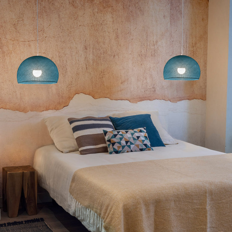 LA CASE DE COUSIN PAUL. Dome lampshade simple Peacock Blue 38 cupola