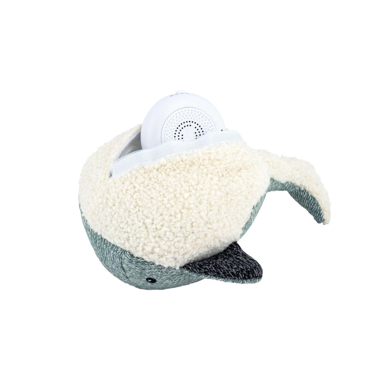 FLOW. Υφασμάτινη φάλαινα Moby με λευκούς ήχους & μουσική - επαναφορτιζόμενο (απαλό πράσινο)
