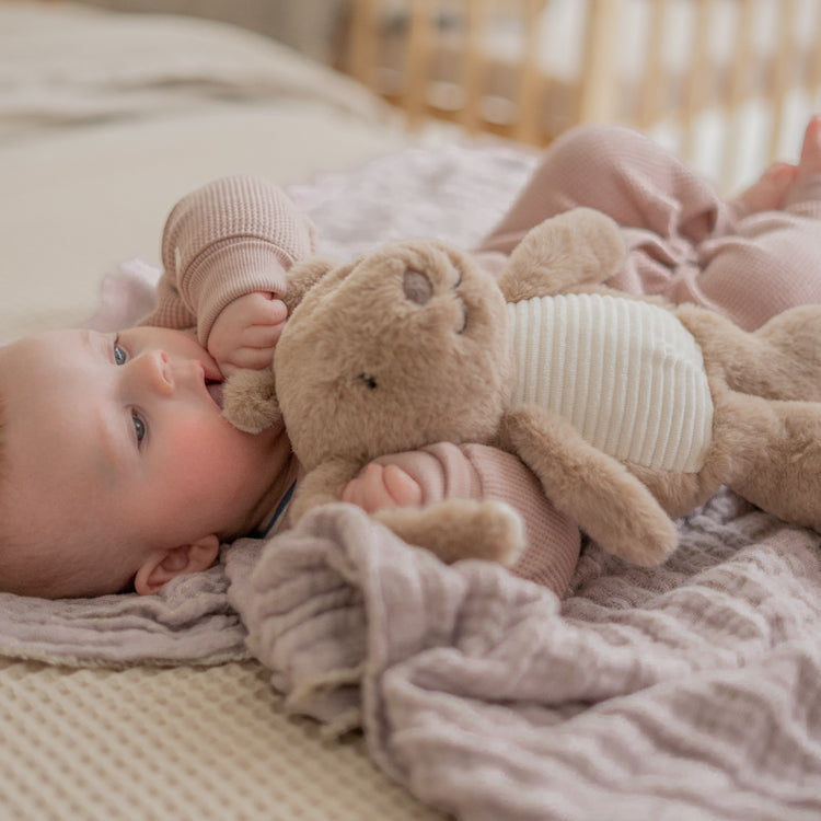 FLOW. Υφασμάτινο λαγουδάκι Milo με λευκούς ήχους & μουσική - επαναφορτιζόμενο (καφέ)