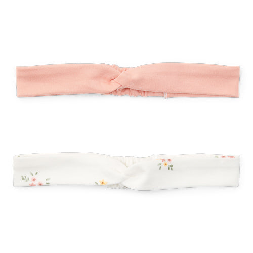 LITTLE DUTCH. Headbands set of 2 White Meadows / Flower Pink