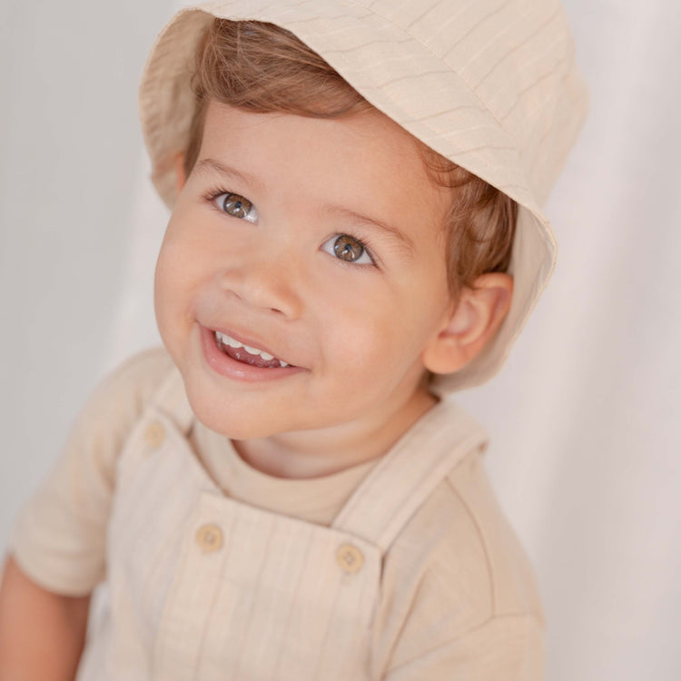 LITTLE DUTCH. Παιδικό καπέλο ήλιου διπλής όψης Sand Stripes / Beige - Νο 1 (74/86)