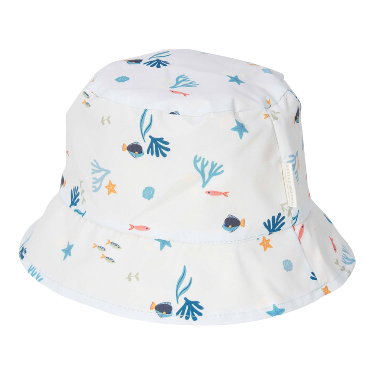 LITTLE DUTCH. Παιδικό καπέλο ήλιου διπλής όψης Honey Yellow / Ocean Treasures - No 2