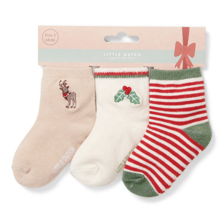 LITTLE DUTCH. Σετ 3 ζευγάρια βρεφικές κάλτσες Christmas