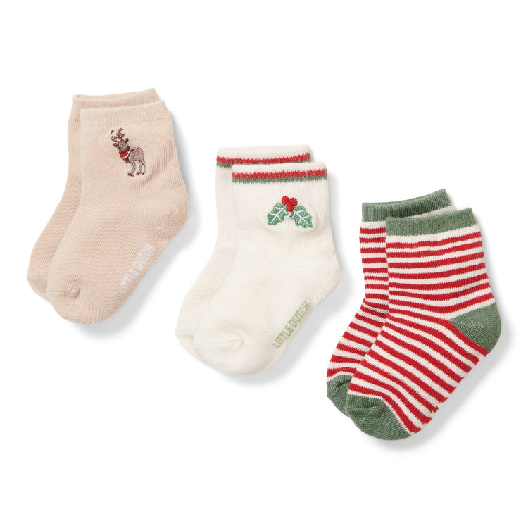 LITTLE DUTCH. Σετ 3 ζευγάρια βρεφικές κάλτσες Christmas - Νο 3