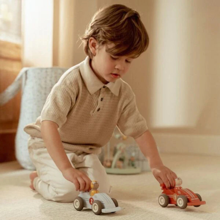 LITTLE DUTCH. Ξύλινα αγωνιστικά αυτοκινητάκια pull-back FSC