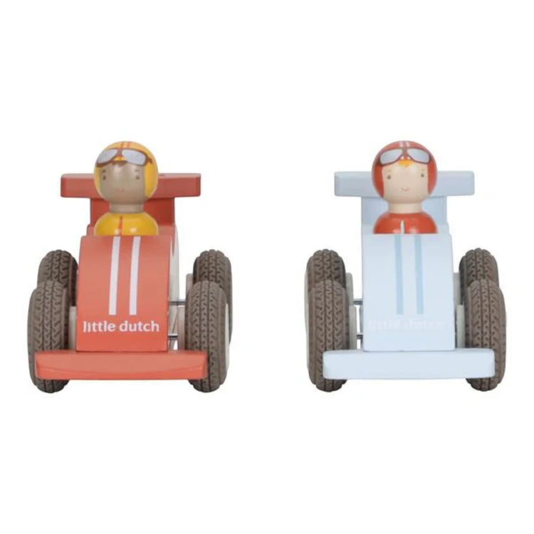 LITTLE DUTCH. Ξύλινα αγωνιστικά αυτοκινητάκια pull-back FSC