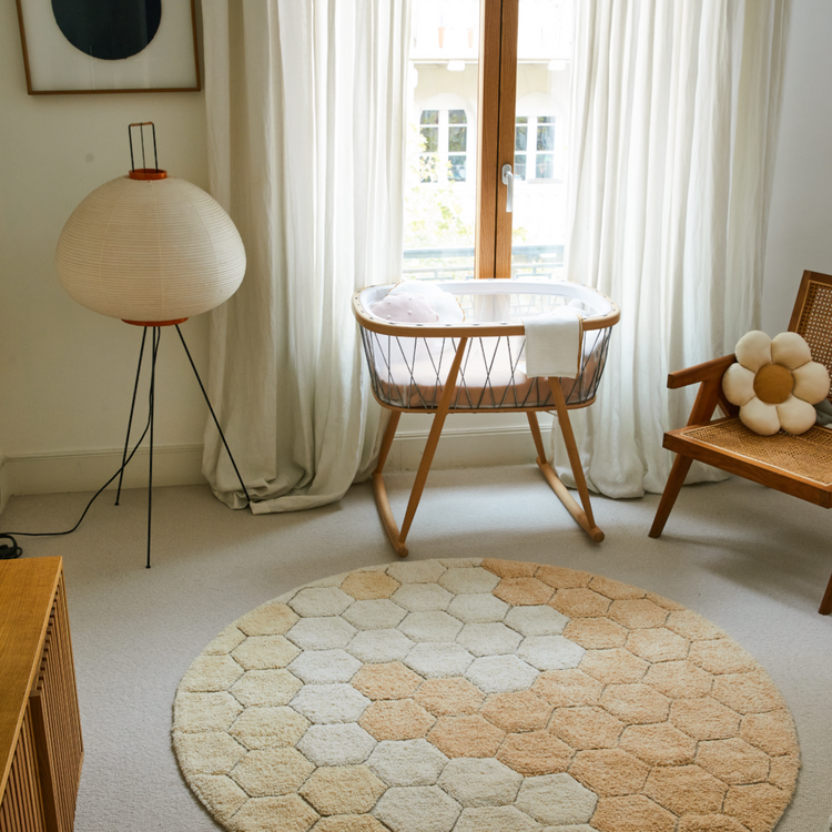 Lorena Canals. Washable rug Round Honeycomb Golden 140 cm