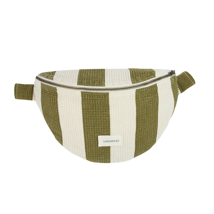 PORTOFINO. Τσαντάκι-μπανάνα Pistachio Stripes Waffle