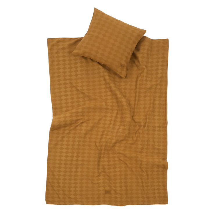 VIBES. Παπλωματοθήκη και μαξιλαροθήκη Mustard Harlequin 100x140
