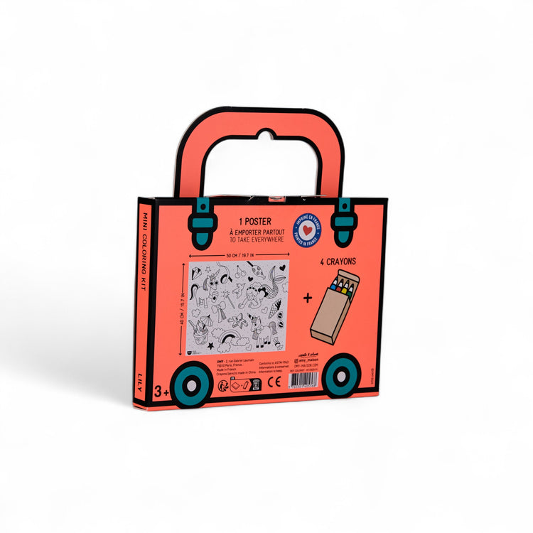 OMY. Αφίσα ζωγραφικής μίνι με ξυλομπογιές Μονόκεροι On the go