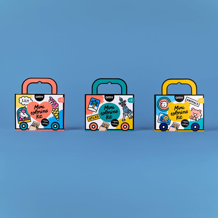 OMY. Αφίσα ζωγραφικής μίνι με ξυλομπογιές Μονόκεροι On the go