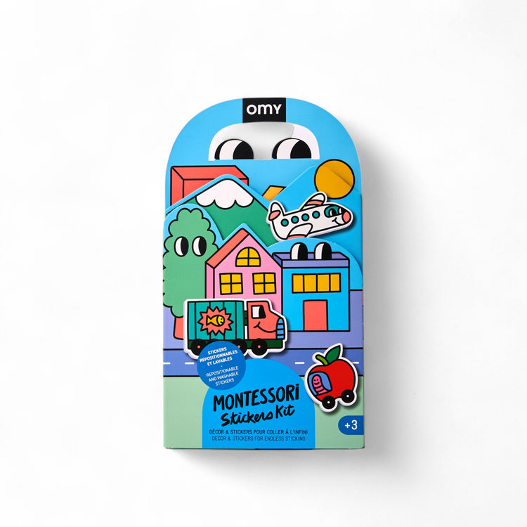 OMY. Φορητό παιχνίδι με αυτοκόλλητα σιλικόνης Montessori - Vroom Vroom