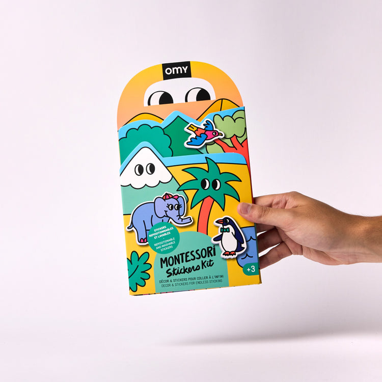 OMY. Φορητό παιχνίδι με αυτοκόλλητα σιλικόνης Montessori - Animals