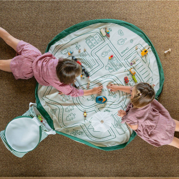 PLAY&GO. Soo χαλάκι παιχνιδιού με καλάθι αποθήκευσης. Αυτοκινητόδρομος