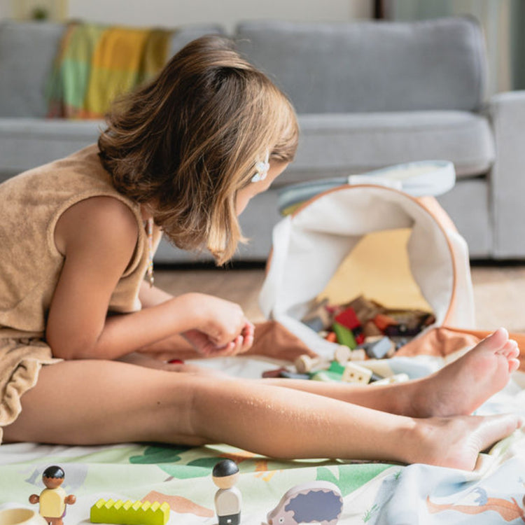 PLAY&GO. Soo χαλάκι παιχνιδιού με καλάθι αποθήκευσης. Ζωολογικός κήπος