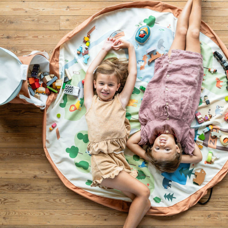 PLAY&GO. Soo χαλάκι παιχνιδιού με καλάθι αποθήκευσης. Ζωολογικός κήπος