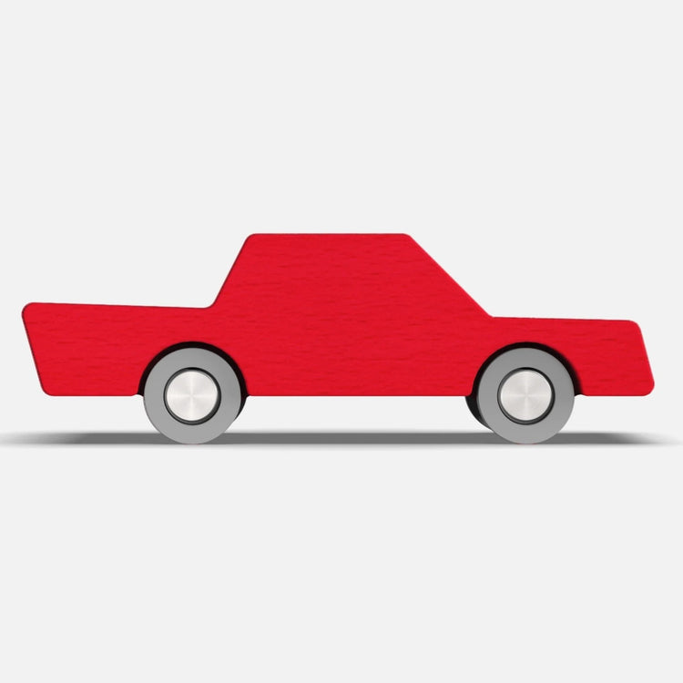 Waytoplay. Ξύλινο αυτοκίνητο με μηχανισμό pull back Κόκκινο