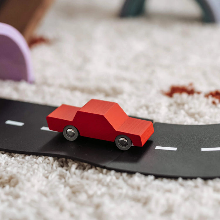 Waytoplay. Ξύλινο αυτοκίνητο με μηχανισμό pull back Κόκκινο