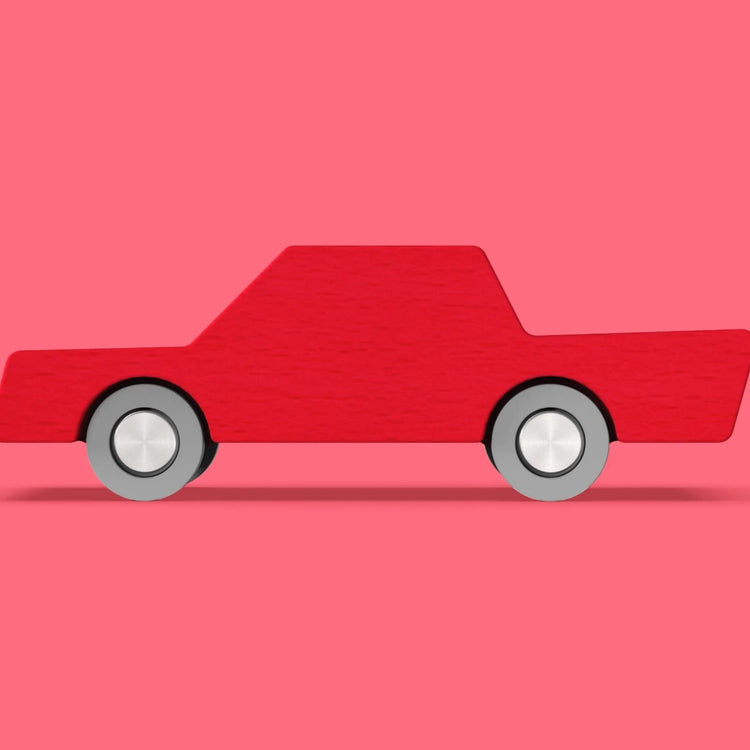 Waytoplay. Ξύλινο αυτοκίνητο με μηχανισμό pull back Κόκκινο