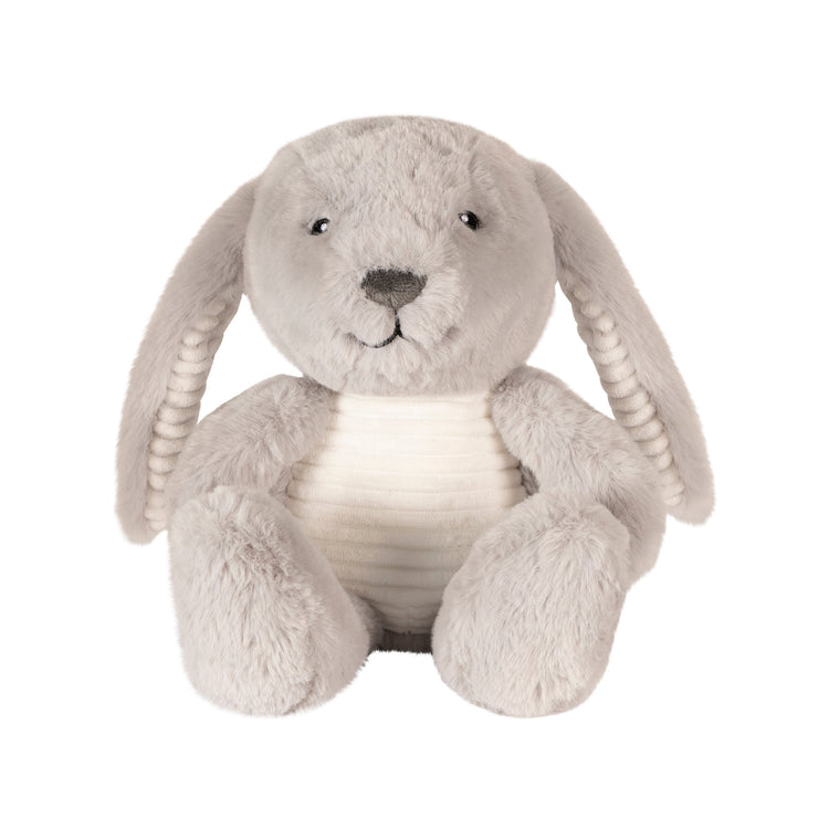 FLOW. Υφασμάτινο λαγουδάκι Milo με λευκούς ήχους & μουσική (απαλό γκρι)