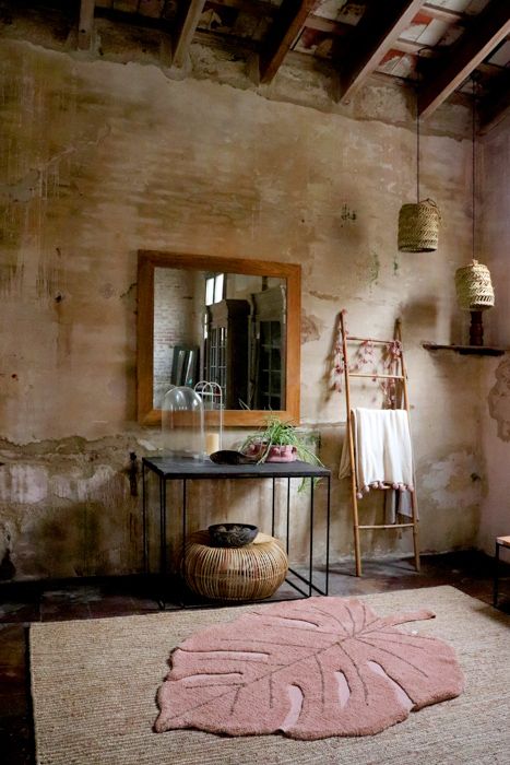 Lorena Canals. Χαλί δωματίου Φύλλο Monstera Vintage Nude. 120X180