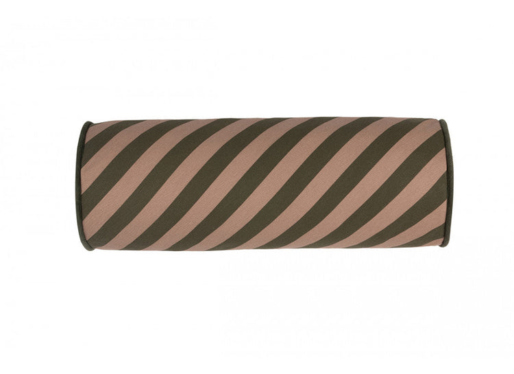 MAJESTIC. Μαξιλάρι κυλινδρικό Green Taupe Stripes 50x18 εκ.