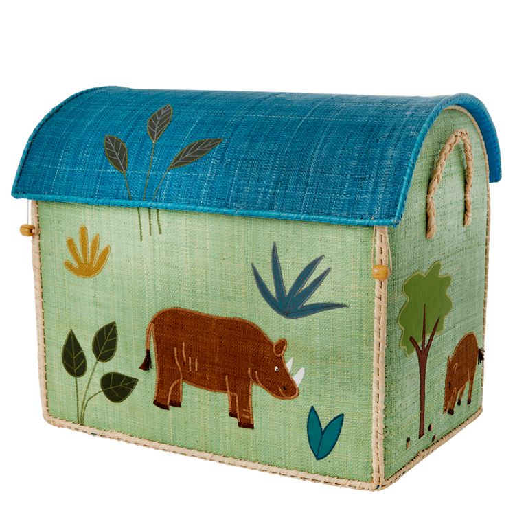 RICE. Κουτί παιχνιδιών μεγάλο Ζώα της ζούγκλας (μπλε-πολύχρωμο)