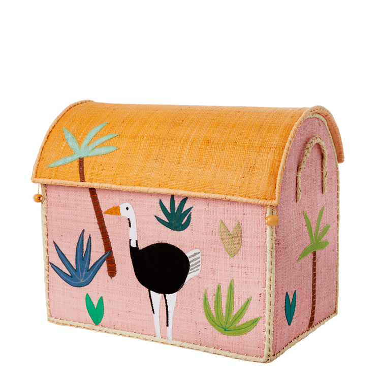 RICE. Κουτί παιχνιδιών μεσαίο Ζώα της ζούγκλας (ροζ-πολύχρωμο)