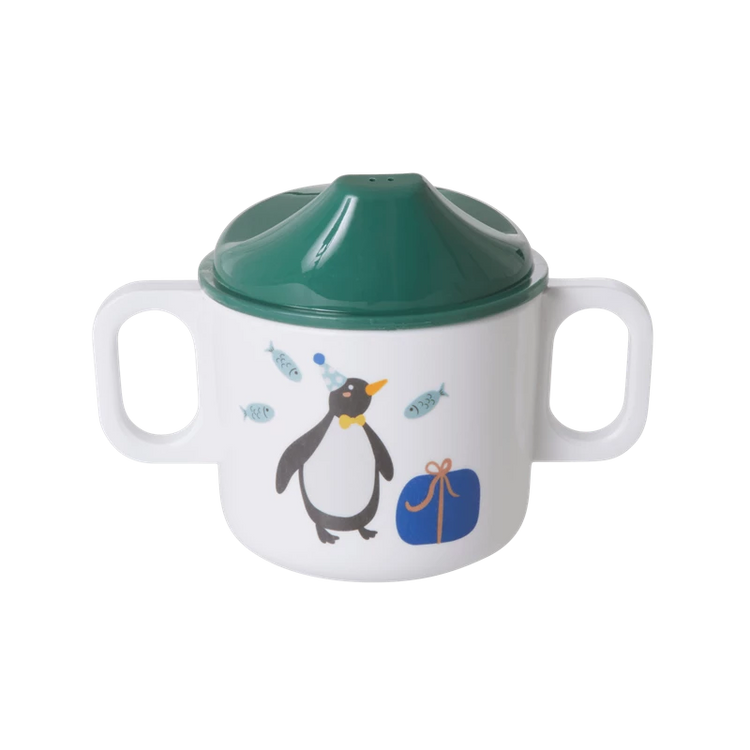 RICE. Παιδικό ποτήρι μελαμίνης με χερούλια και καπάκι - Πράσινο - Party Animal