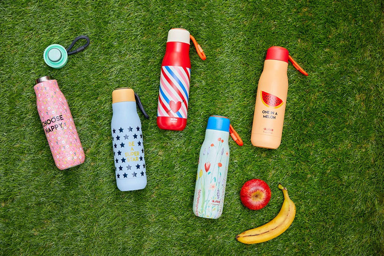 RICE. Ανοξείδωτο μπουκάλι - θερμός Καρπούζι (μπεζ-κόκκινο)