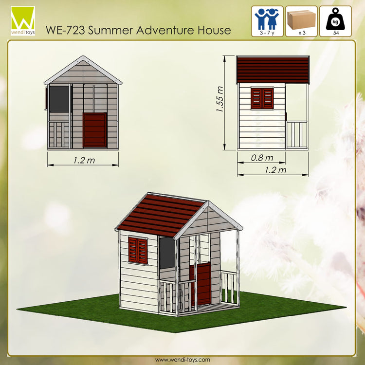 Wendi Toys. Ξύλινο σπιτάκι εξωτερικού χώρου Summer Adventure (φυσικό-κόκκινο)